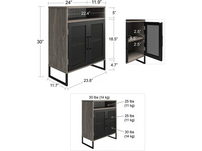 Ameriwood Purdue 30" Storage Cabinet with 3 Shelves, Gray Oak (3558917COM)