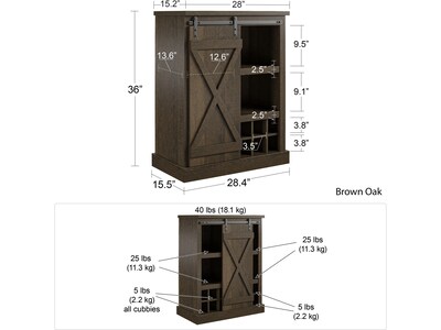 Ameriwood Knox County 36" Bar Cabinet with 4 Shelves, Oak Brown (3389903COM)