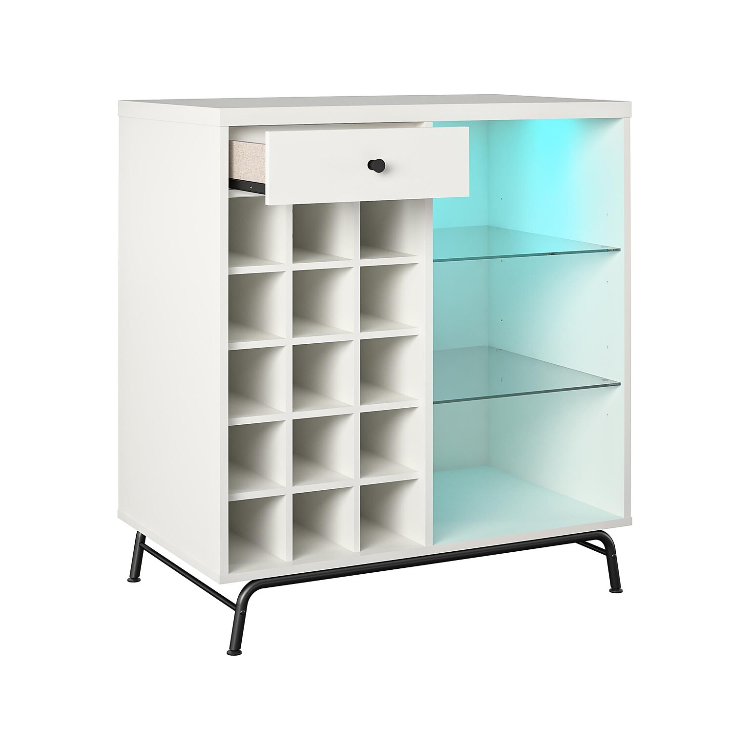 Ameriwood Melbourne 36.5 Bar Cabinet with 3 Shelves, White (3593013COM)