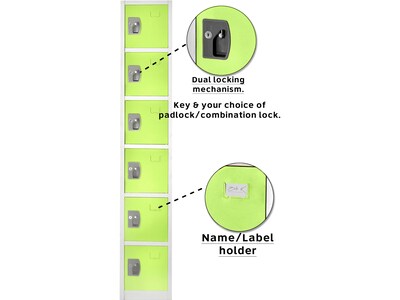 AdirOffice 72'' 6-Tier Key Lock Green Steel Storage Locker, 2/Pack (629-206-GRN-2PK)