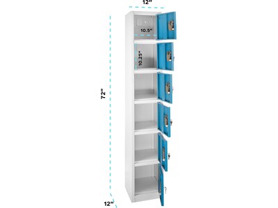 AdirOffice 72'' 6-Tier Key Lock Blue Steel Storage Locker, 2/Pack (629-206-BLU-2PK)