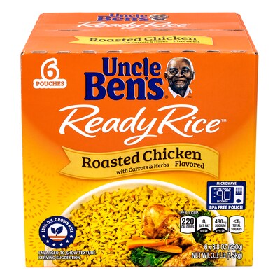 Uncle Bens Ready Rice Roasted Chicken Rice, 8.8 oz., 6/Pack (220-02006)