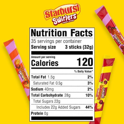 Starburst Original Swirlers Chewy Candy Sticks, 105/Pack (220-02003)