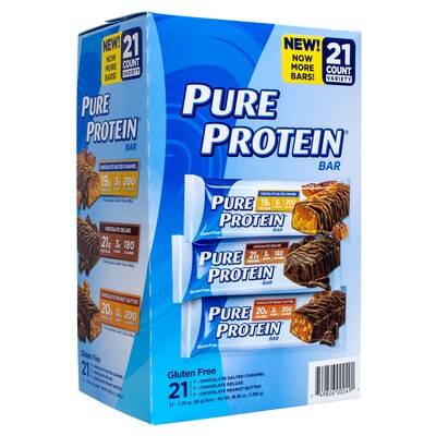 Pure Protein Bars Variety Pack 1.76oz 21CT