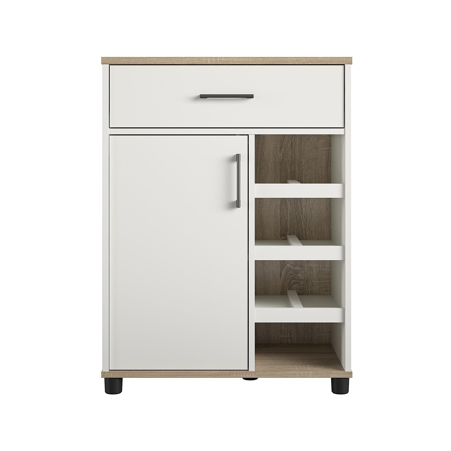 System Build Whitmore 36 Bar Cabinet with 6 Shelves, Rustic White/Oak (2461500COM)