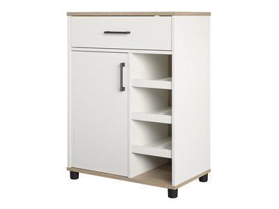 System Build Whitmore 36" Bar Cabinet with 6 Shelves, Rustic White/Oak (2461500COM)