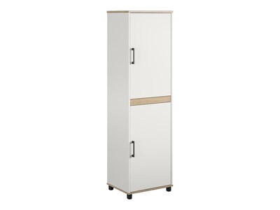 System Build Whitmore 68" Kitchen Pantry Cabinet with 4 Shelves, Rustic White/Oak (9695500COM)