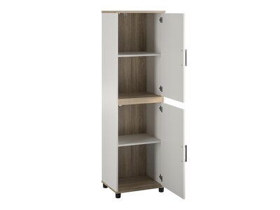 System Build Whitmore 68" Kitchen Pantry Cabinet with 4 Shelves, Rustic White/Oak (9695500COM)
