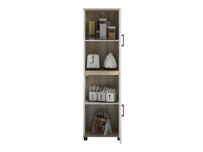 System Build Whitmore 68" Kitchen Pantry Cabinet with 4 Shelves, Rustic White/Oak (9695500COM)