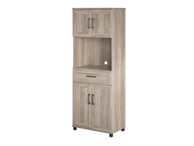 System Build Dwyer 70" Tall Coffee Bar with 4 Shelves, Gray Oak (6383337COM)