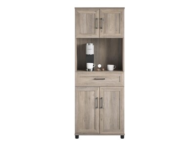 System Build Dwyer 70" Tall Coffee Bar with 4 Shelves, Gray Oak (6383337COM)