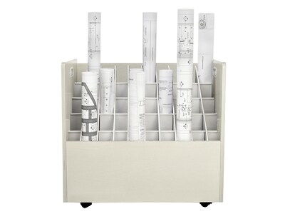 AdirOffice 50-Slot Roll File Cabinet, Mobile, White, 30", 2/Pack (626-WHI-2PK)