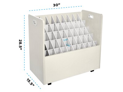 AdirOffice 50-Slot Roll File Cabinet, Mobile, White, 30", 2/Pack (626-WHI-2PK)