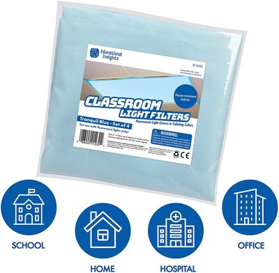 Educational Insights The Original Fluorescent Light Filters, 2' x 4', Blue, 4/Set (1230)