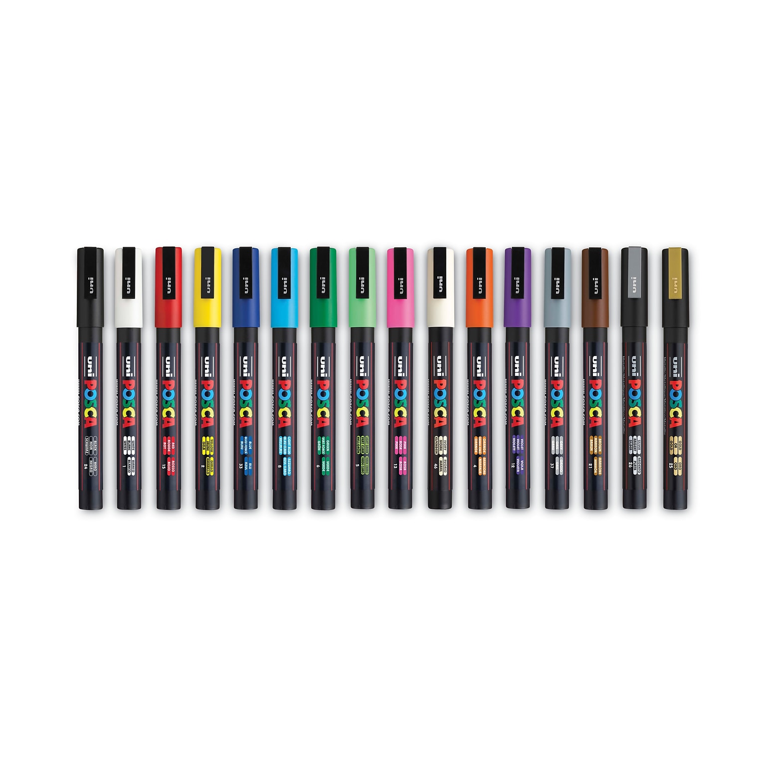 Uni POSCA Permanent Specialty Marker, Fine Bullet Tip, Assorted Colors, 16/Pack (PC3M16C)