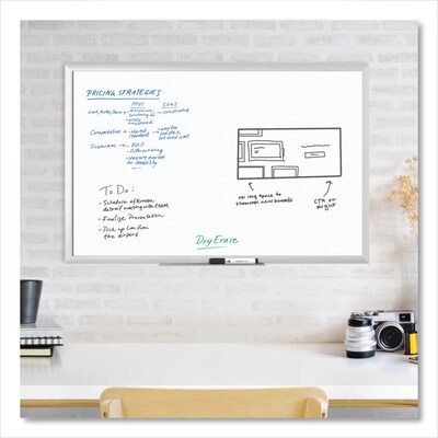 U Brands Melamine Dry Erase Whiteboard, Silver Aluminum Frame, 3' x 2' (00031AANNN)