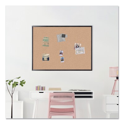 U Brands Cork Bulletin Board, 48" x 36", Natural Surface, Black Frame (2876U00-01)