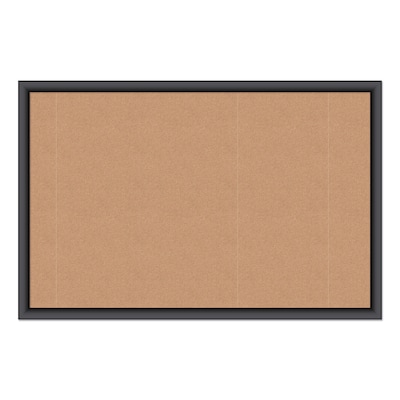 U Brands Self-Healing Cork Bulletin Board, 35 x 23, Black Finish (00301AANNN)