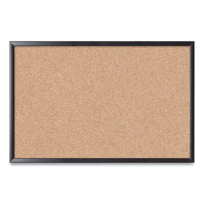 U Brands Self-Healing Cork Bulletin Board, 35" x 23", Black Finish (00301AANNN)