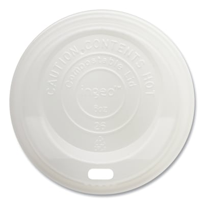 World Centric PLA Hot Cup Lid, 8 oz., White, 1,000/Carton (WORCULCS8)