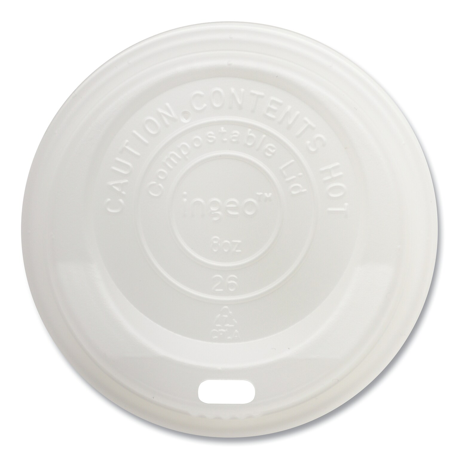World Centric PLA Hot Cup Lid, 8 oz., White, 1,000/Carton (WORCULCS8)