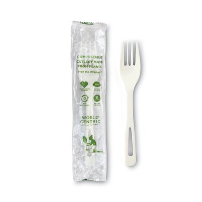 World Centric TPLA Compostable Fork, White, 750/Carton (WORFOPSI)