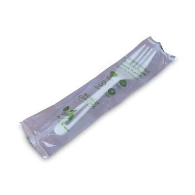 World Centric TPLA Compostable Fork, White, 750/Carton (WORFOPSI)