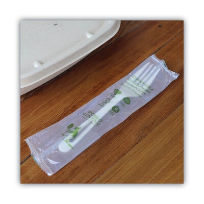 World Centric TPLA Compostable Fork, White, 750/Carton (WORFOPSI)