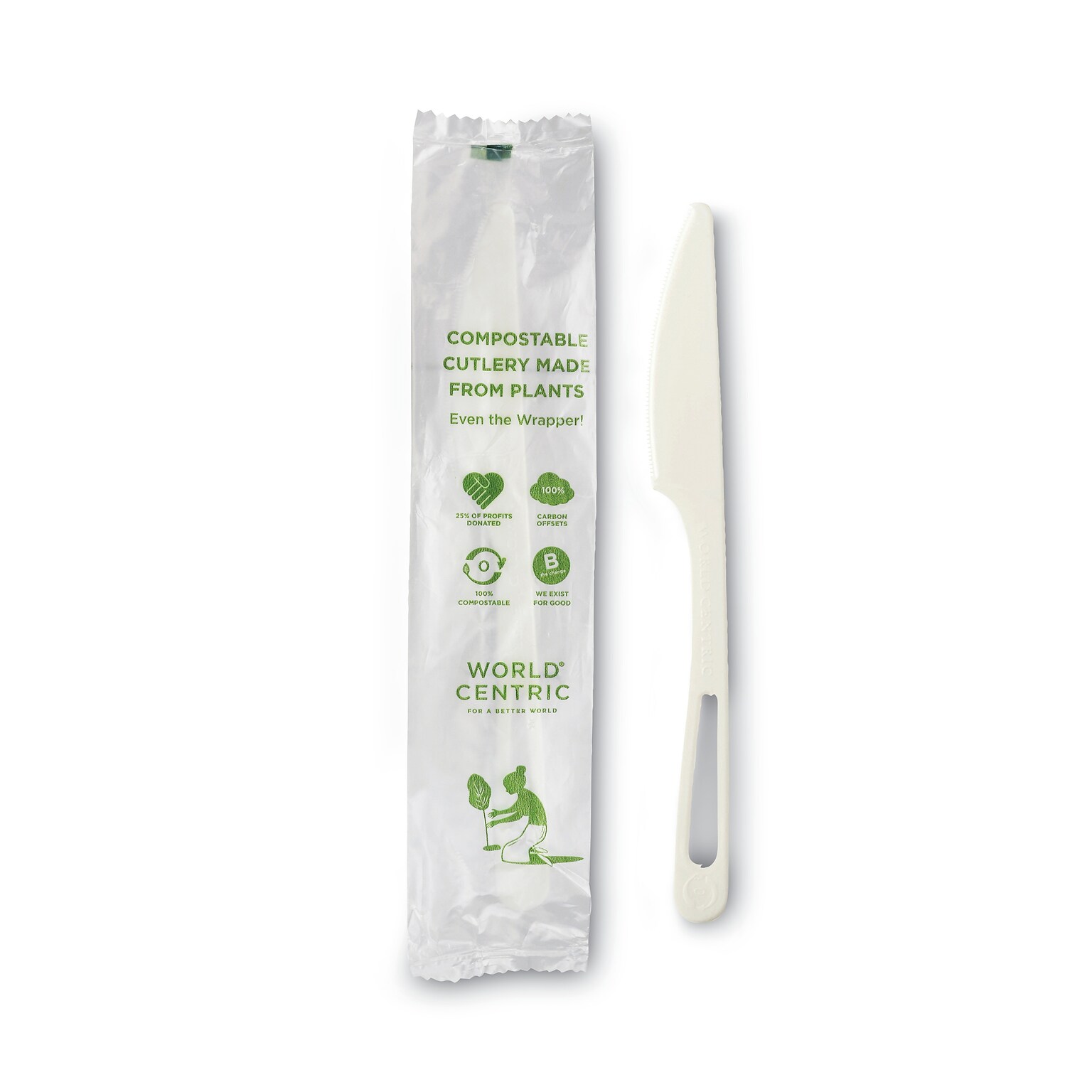 World Centric TPLA Compostable Knife, White, 750/Carton (WORKNPSI)