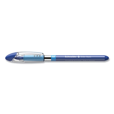 Schneider Slider Basic Ballpoint Pen, Medium Point, Blue Ink, 10/Box (151103)