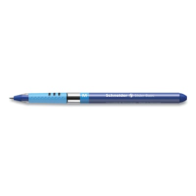 Schneider Slider Basic Ballpoint Pen, Medium Point, Blue Ink, 10/Box (151103)