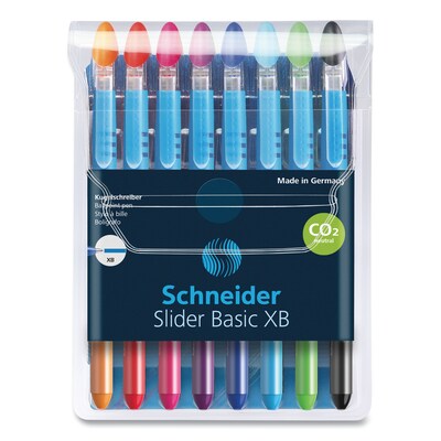 Schneider Slider Basic Ballpoint Pen, Extra Broad Point, Assorted Inks, 8/Pack (151298)