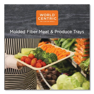 World Centric Fiber Tray, PFAS Free, Natural, 100/Carton (WORTRSC1418LF)