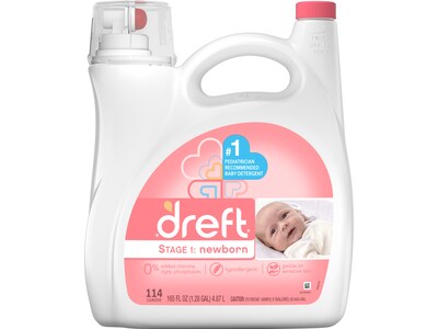 Dreft Stage 1 Newborn HE Liquid Laundry Detergent, 114 loads, 150oz  (12128)