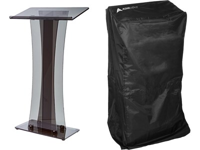 AdirOffice 47" Podium Lectern with Cover, Transparent Black (661-02-BLK-PKG)
