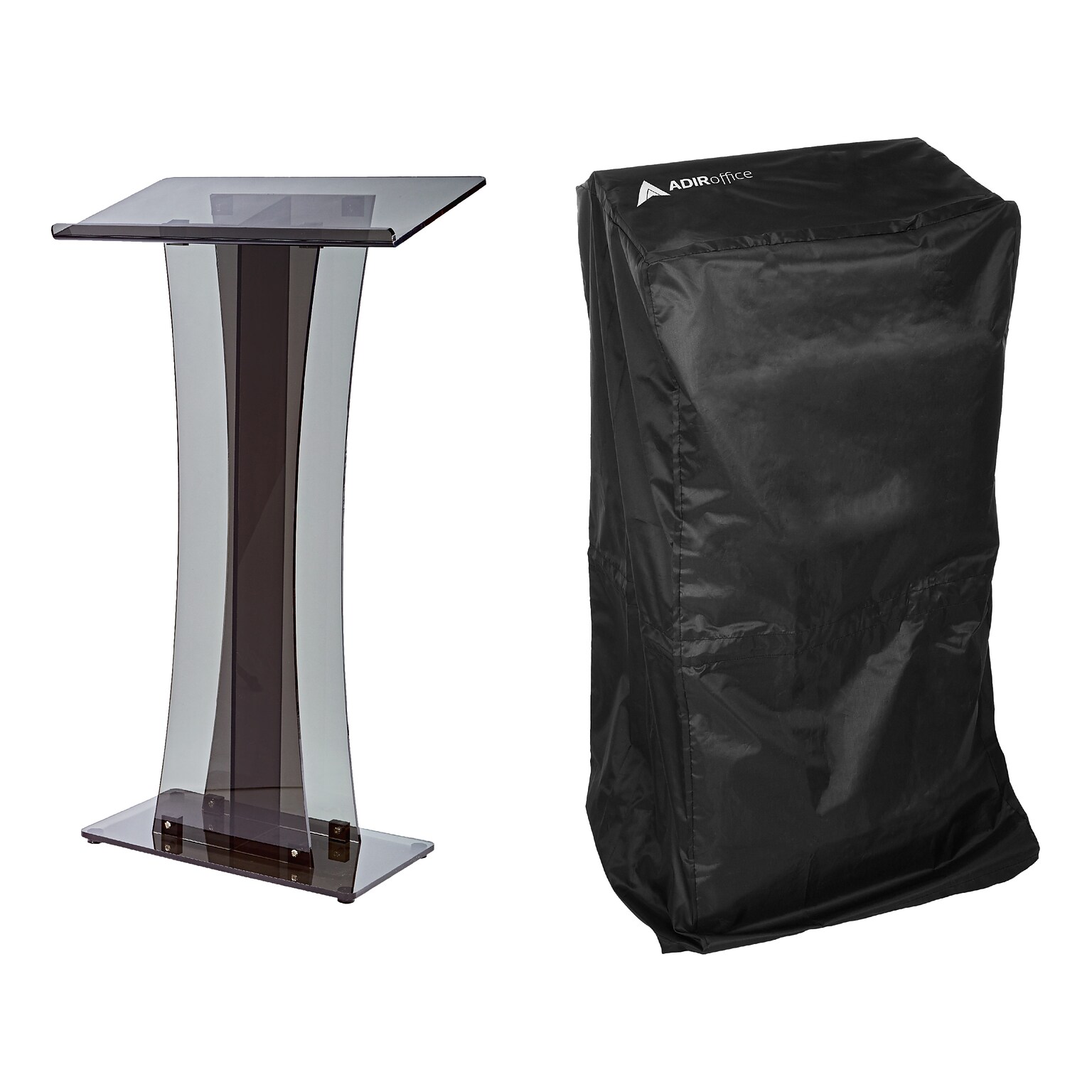 AdirOffice 47 Podium Lectern with Cover, Transparent Black (661-02-BLK-PKG)