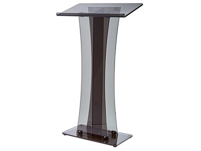 AdirOffice 47" Podium Lectern with Cover, Transparent Black (661-02-BLK-PKG)