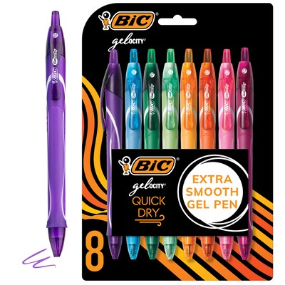  BIC Gel-ocity Quick Dry Retractable Gel Pens, Medium Point, Assorted Ink, 8/Pack (RGLCGAP81-AST) 