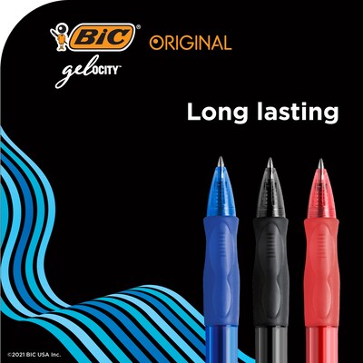 BIC Gel-ocity Original Retractable Gel Pens, Medium Point, 0.7 mm, Red Ink, 12/Pack (31565/RLC11)