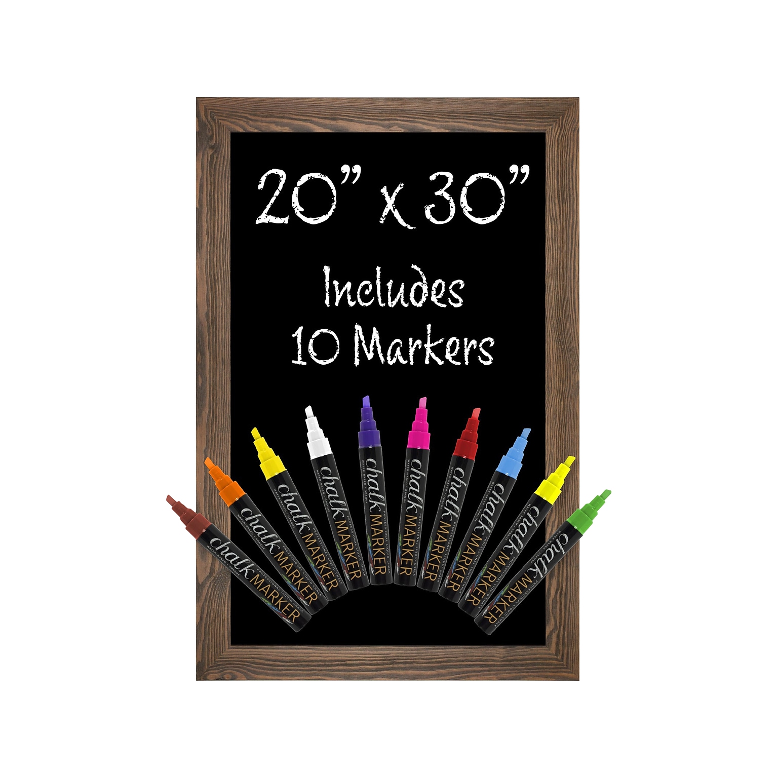 Excello Global Products Magnetic Chalkboard, Rustic Brown Wood, 30 x 20 (GPP-0010)