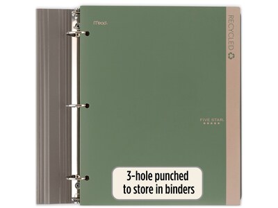 Five Star 100% Recycled 3-Hole Punched 2-Pocket Paper Folder, Assorted Colors (330027-22)