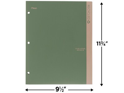 Five Star 100% Recycled 3-Hole Punched 2-Pocket Paper Folder, Assorted Colors (330027-22)