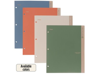 Five Star 100% Recycled 3-Hole Punched 2-Pocket Paper Folder, Assorted Colors (330027-22)