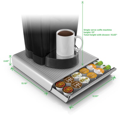 Mind Reader Hero Coffee Pod Storage Drawer For 36 K-Cup, Silver/Gray (TRY26PC-GRY)