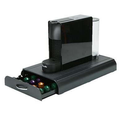 Mind Reader Plastic Nespresso Capsule Storage Drawer, 50 Pod Capacity, Black (NESTRY4PC-BLK)