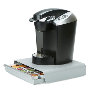 Mind Reader Plastic Coffee Pod Storage Drawer Countertop Organizer, 36 Pod Capacity, Gray (TRY26PC-GRY)