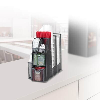Mind Reader Metal Mesh Coffee Condiment Organizer, Black (MESHCAD-BLK)