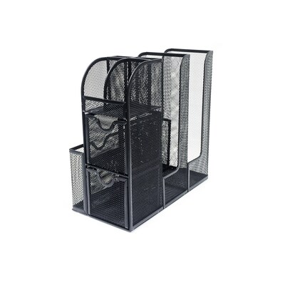 Mind Reader 3-Tier 11-Compartment Metal Cup and Condiment Countertop Organizer, Black (MESHCAD-BLK)