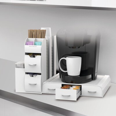 Mind Reader Plastic Coffee Pod Drawer 10-Compartment Condiment Organizer Set, 36 Pod Capacity, White