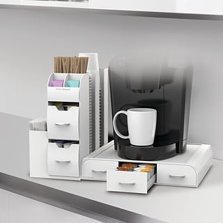 Mind Reader Acrylic 3-Tier Coffee / Tea Condiment Organizer - White